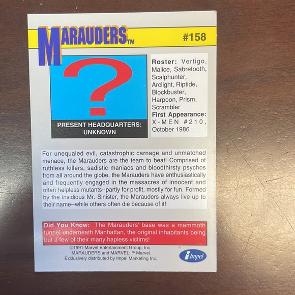 1991 Marvel Marauders - Picture 2 of 2